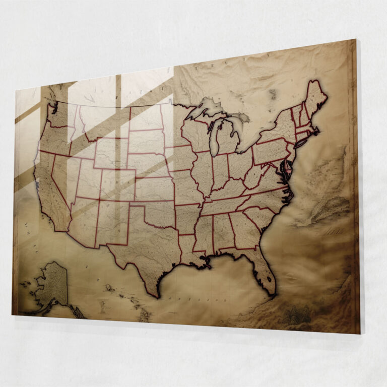 United States Of America Map Glass Wall Art - United States Of America Map, Glass Wall Art, Glass Art, Glass Print