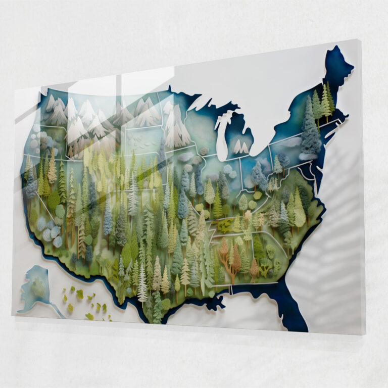 United States Of America Map Glass Print - United States Of America Map, Nature-Inspired Glass Art, Glass Wall Art, Home Decoration