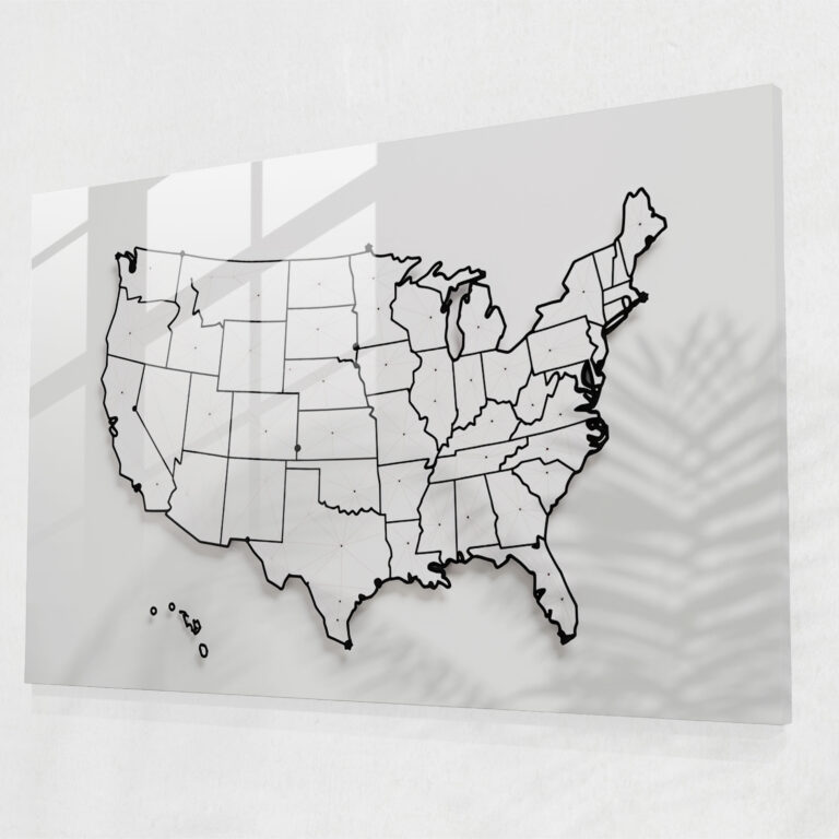 United States Of America Map Wall Decoration - United States Of America Map, Clean Design, Wall Decoration, Modern Art