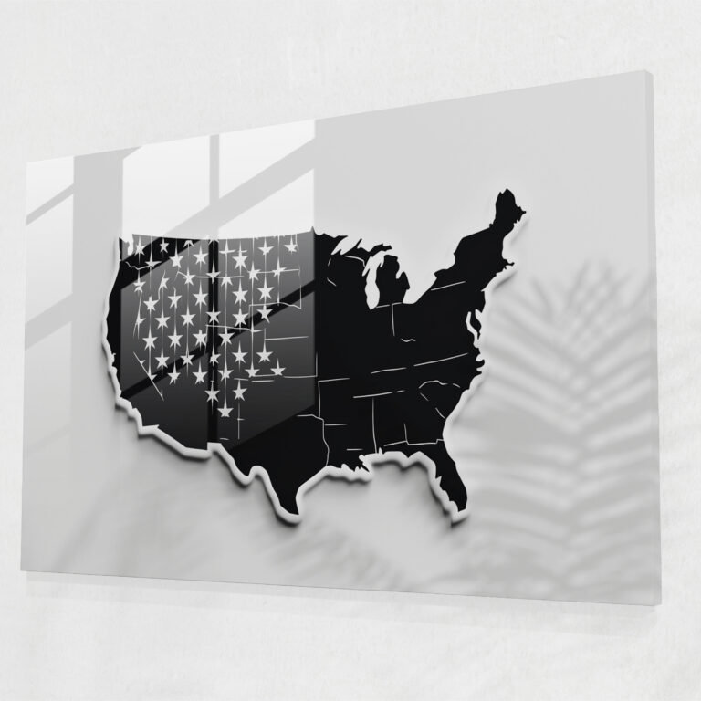 United States Of America Map Glass Wall Art - United States Of America Map, Glass Wall Art, Glass Art, Minimalist Design