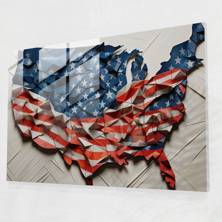 Abstract United States Of America Map Glass Print - United States Of America Map, Modern Art, Glass Wall Art, Glass Art