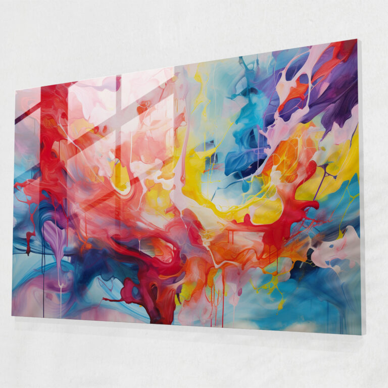 United States Of America Map Glass Print - United States Of America Map, Modern Art, Vibrant, Colorful