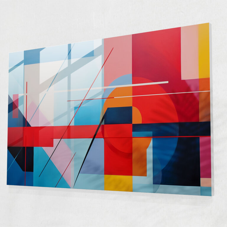United States Of America Map Glass Wall Art - Geometric Abstraction - United States Of America Map, Visually Striking, Vibrant Colors, Geometric Abstraction