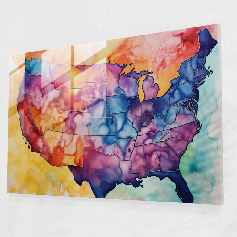 Usa Map Glass Wall Art - United States Of America Map, Glass Art, Glass Wall Art, United States Of America Map