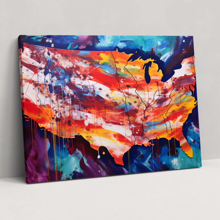 United States Of America Map Canvas Print - United States Of America Map, Wall Decoration, Patriotic Wall Art, Canvas