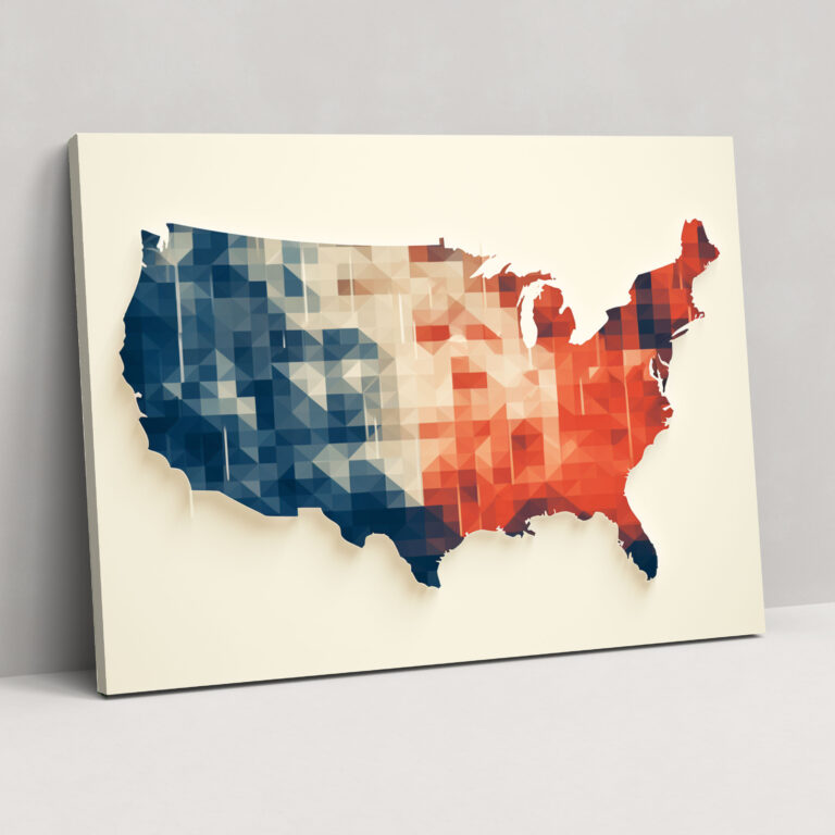 United States Of America Map Canvas Print - United States Of America Map, Contemporary Colors, Wall Decoration, Wall Art