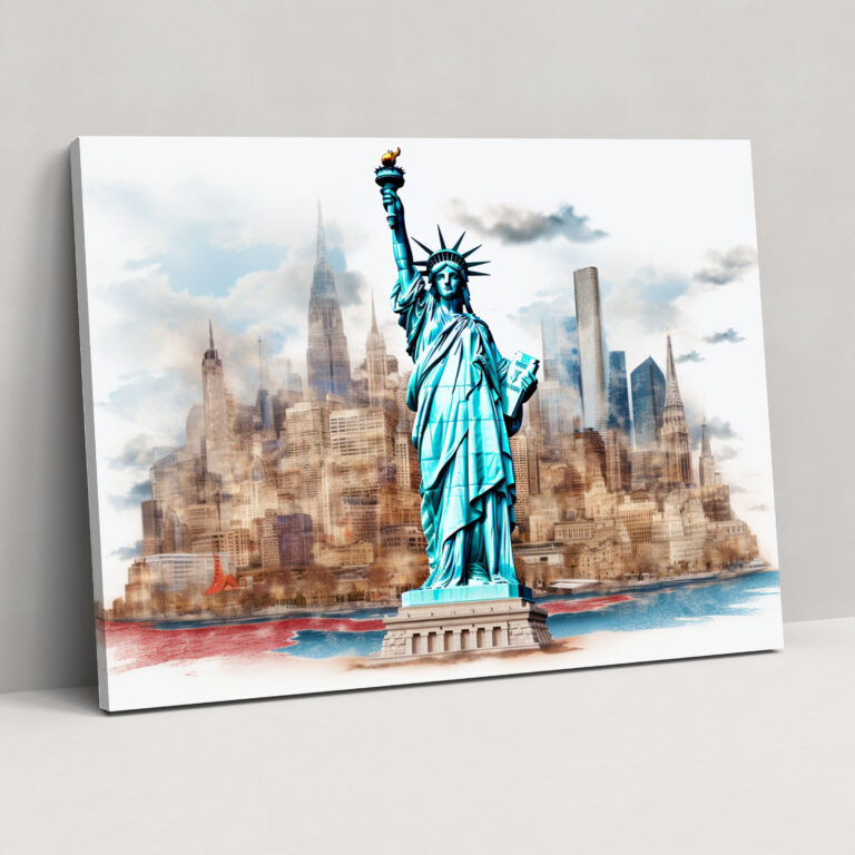 Iconic Landmarks United States Of America Map Wall Decoration - United States Of America Map, United States Of America Map, Wall Decoration, Canvas Wall Art