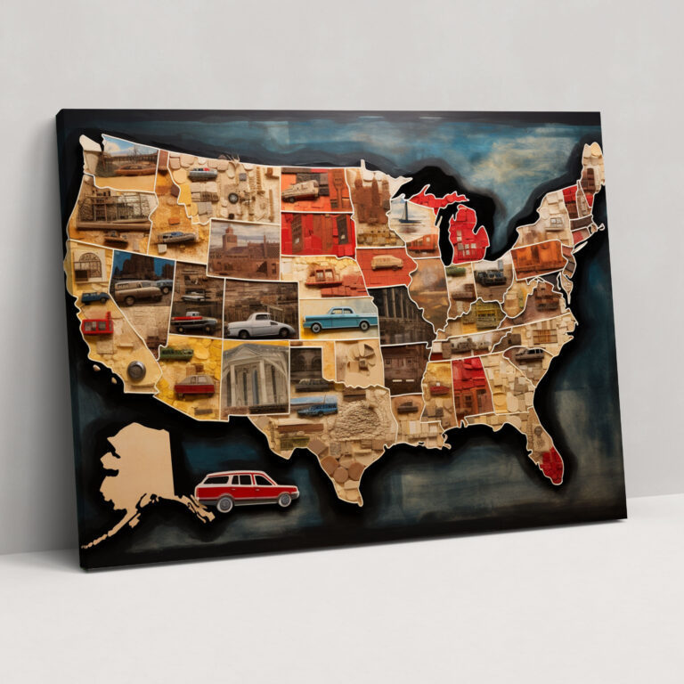 United States Of America Map Canvas Print - United States Of America Map, Creative, Home Decoration, Textured Materials