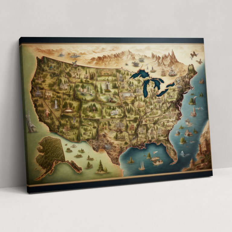 United States Of America Map Canvas Print - United States Of America Map, United States Of America Map, Canvas, Wall Art