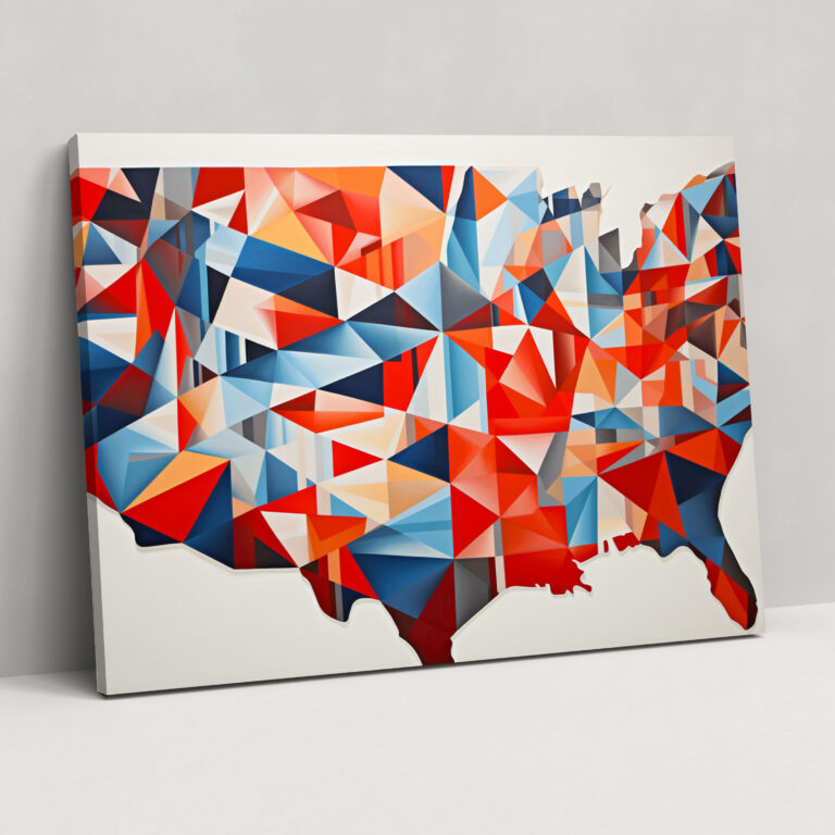 Abstract United States Of America Map Canvas Print - United States Of America Map, Canvas, Wall Art, Canvas Print