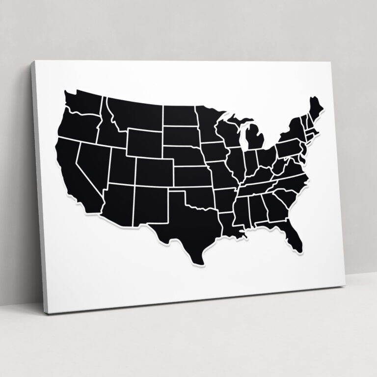 Minimalist United States Of America Map Wall Art - United States Of America Map, United States Of America Map, Home Decoration, Sleek