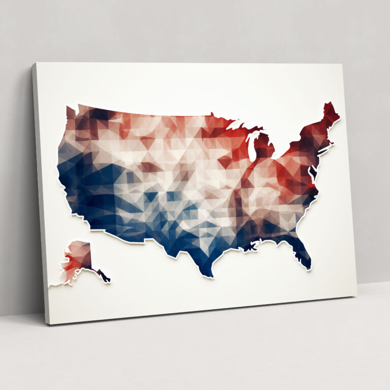 Abstract Geometric United States Of America Map Canvas Print - United States Of America Map, United States Of America Map, Wall Decoration, Dynamic