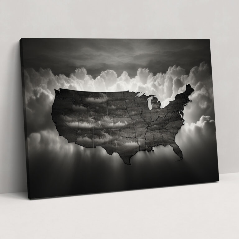 United States Of America Map Wall Decoration - United States Of America Map, United States Of America Map, Canvas, Elegance