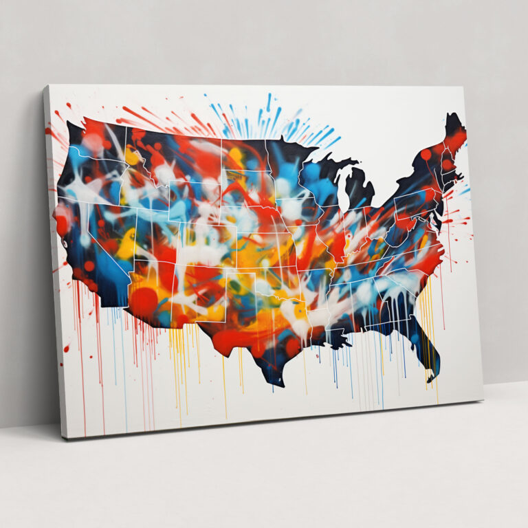 United States Of America Map Wall Art - United States Of America Map, Unconventional, Canvas, Canvas Print