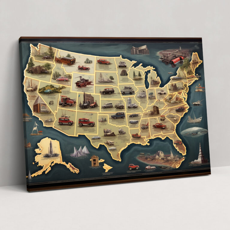 Nostalgic United States Of America Map Wall Decoration - United States Of America Map, Retro Charm, United States Of America Map, Wall Decoration
