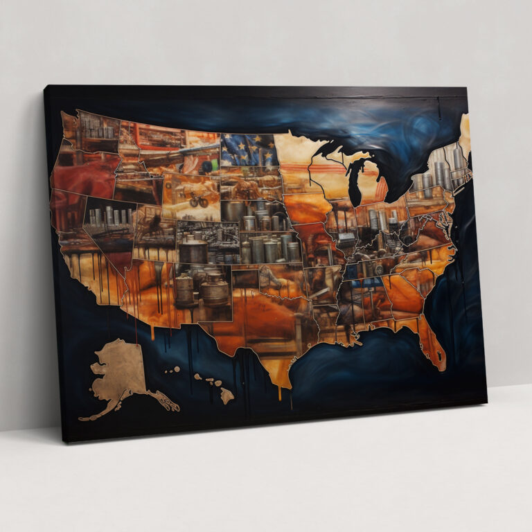 Realistic United States Of America Map Canvas Print - United States Of America Map, Home Decoration, Sophistication, Intricate Details