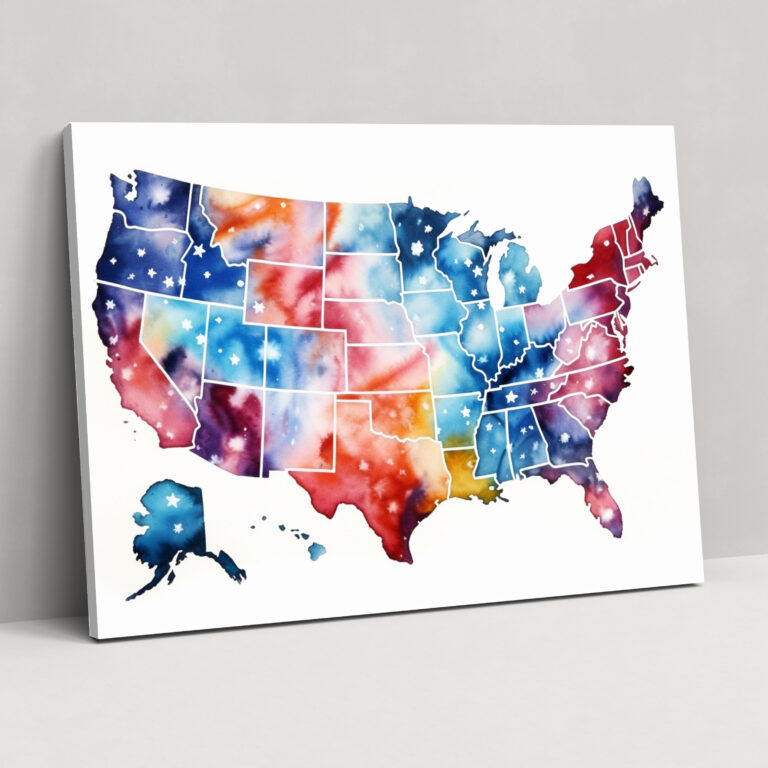 Colorful United States Of America Map Wall Decoration - United States Of America Map, Wall Art, Delicate Touch, Colorful Map