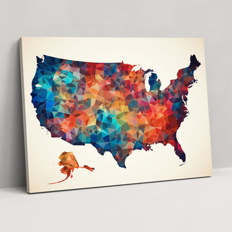Geometric United States Of America Map Wall Decoration - United States Of America Map, United States Of America Map, Canvas Print, Wall Decoration
