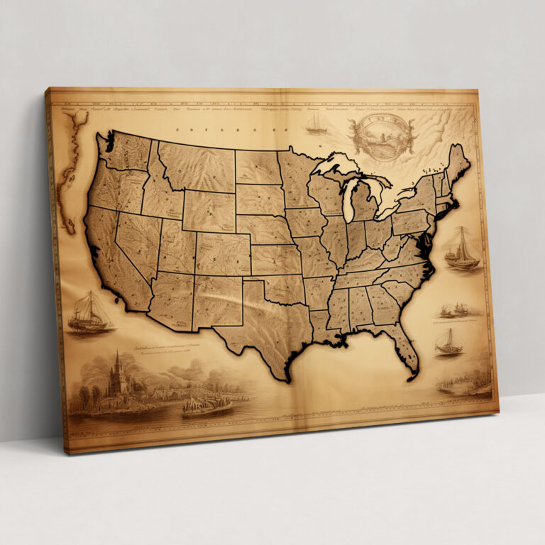 United States Of America Map Canvas Print - United States Of America Map, Patriotic, Wall Art, Canvas Print