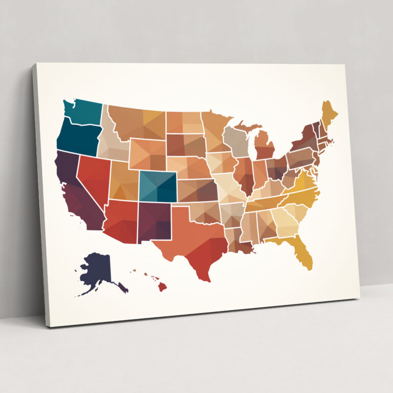 United States Of America Map Canvas Print - United States Of America Map, Canvas Print, Canvas, Canvas Wall Art