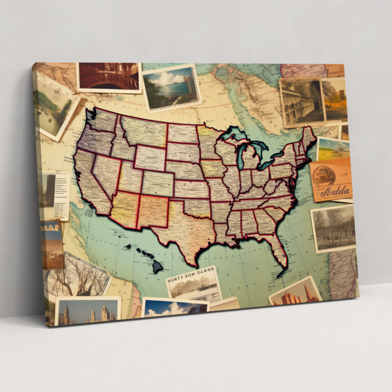United States Of America Map Wall Art - United States Of America Map, Wall Decoration, Canvas Print, United States Of America Map