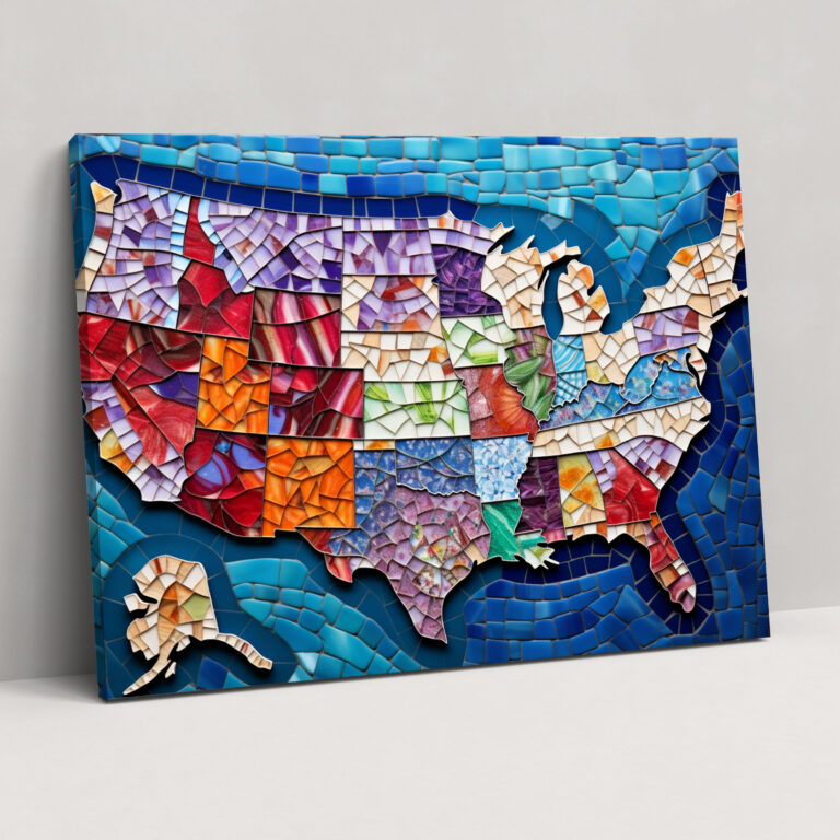 United States Of America Map Canvas Print - United States Of America Map, Canvas Wall Art, Canvas, Home Decoration