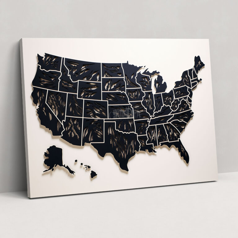United States Of America Map Wall Decoration - United States Of America Map, United States Of America Map, Home Decoration, Canvas