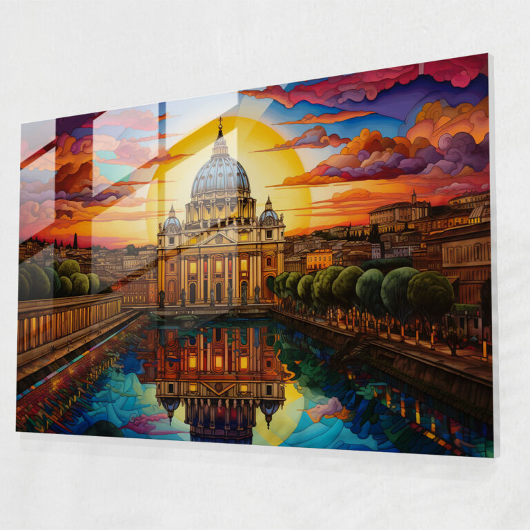 Vatican Glass Print - Majestic Vatican City Stained Glass Wall Art - Vatican, Vatican City, Majestic View, Wall Decoration
