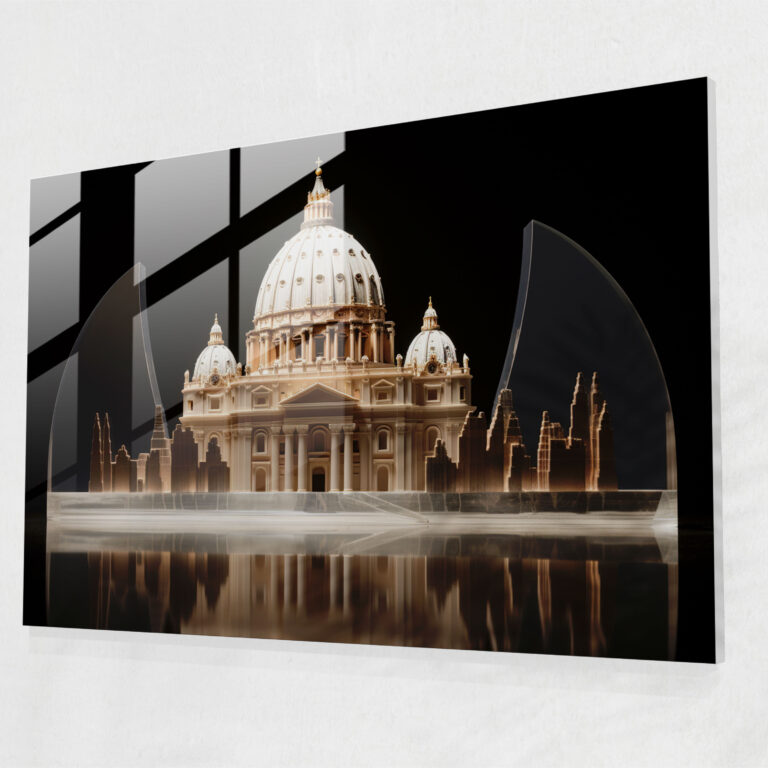 Vatican Glass Print - Sleek St. Peter's Basilica Minimalist Glass Wall Art - Vatican, Glass Print, Minimalist Sculpture, Wall Decoration
