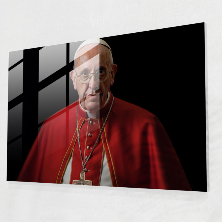 Vatican Glass Print - Lifelike Portrait Of Pope Francis Glass Wall Art - Vatican, Wall Decoration, Glass Wall Art, Papal Attire