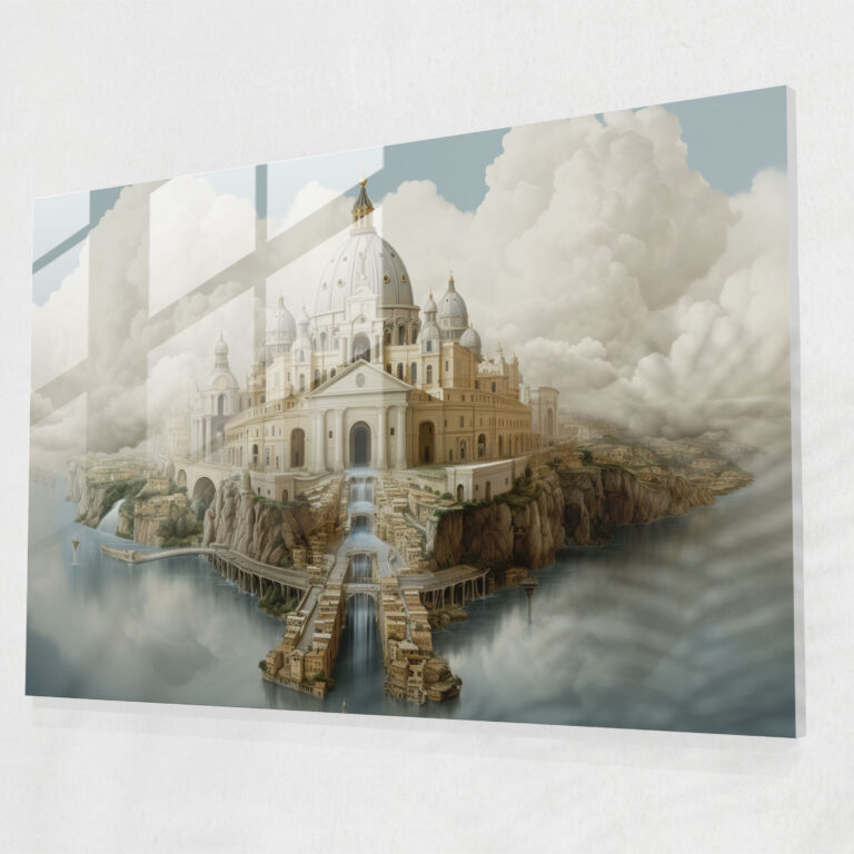 Vatican Glass Print - Dreamlike Vatican City Surrealist Glass Wall Art - Vatican, Dreamlike Interpretation, Surrealist Artwork, Glass Print