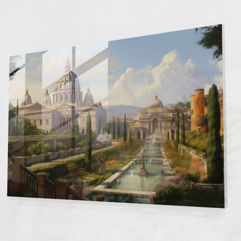 Vatican Glass Print: Enchanting Vatican Gardens - Vatican, Vatican, Glass Art, Wall Decoration