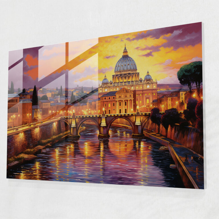 Vatican Glass Print: Sunset Over Vatican City - Vatican, Sunset, Glass Art, Wall Decoration