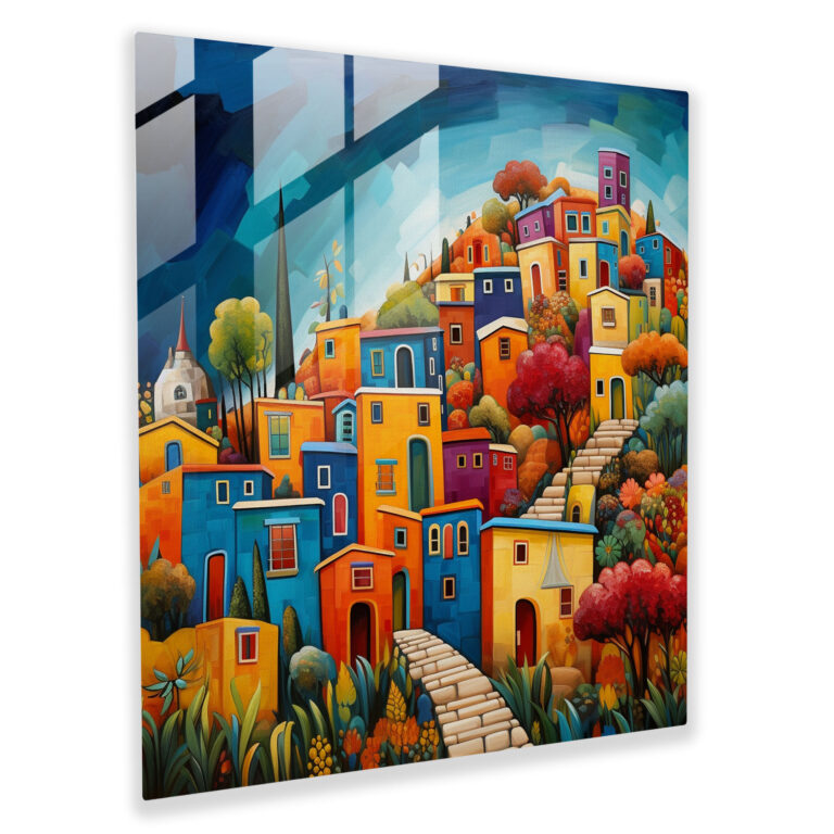 Glass Print - Colorful Painted Village - Village, Colorful, Home Decoration, Modern Art