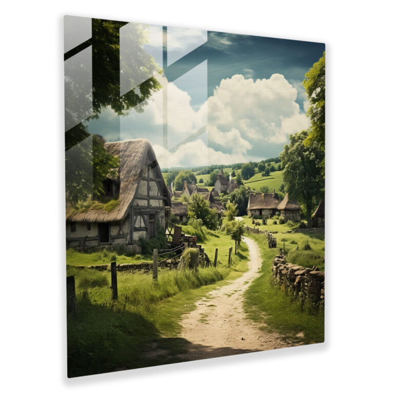 Glass Print - Peaceful Countryside Village - Village, Countryside, Modern Art, Glass Print