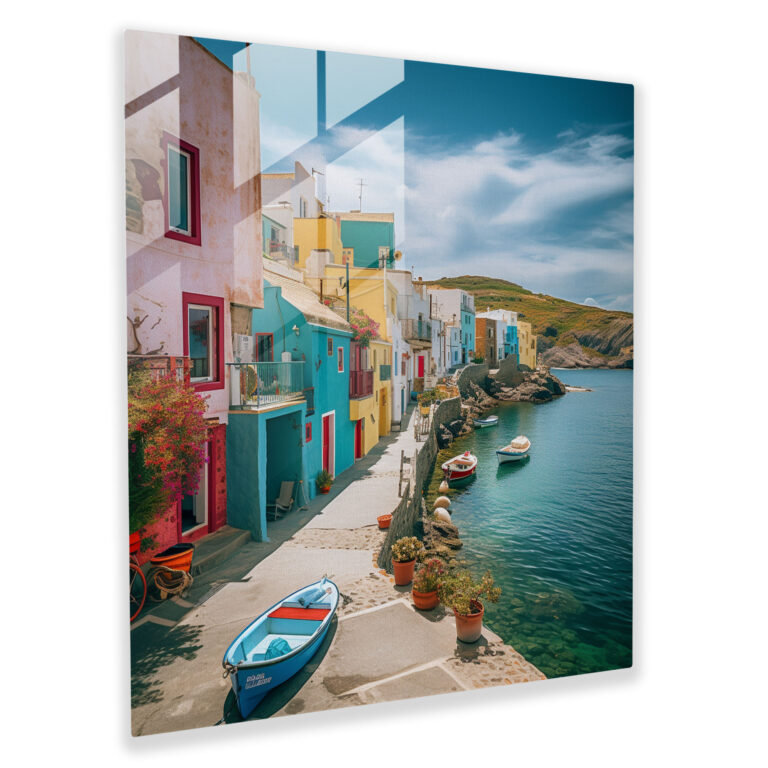 Glass Print - Coastal Village Escape - Village, Photograph, Charming, Coastal