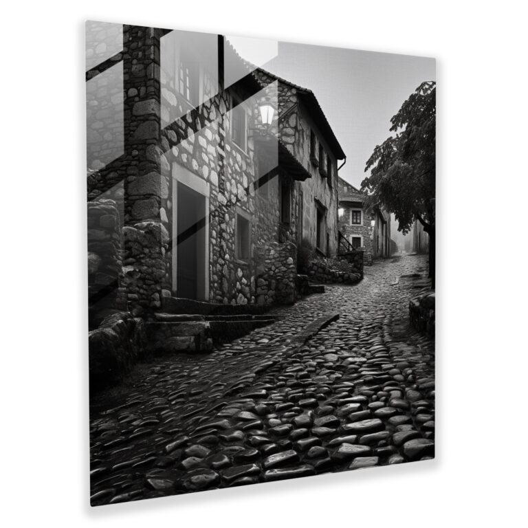 Cobblestone Village Glass Print - Village, Quaint, Glass Wall Art, Home Decoration