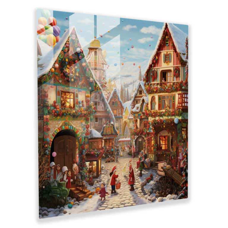 Festive Village Celebration Glass Print - Village, Modern Art, Joyful, Celebration
