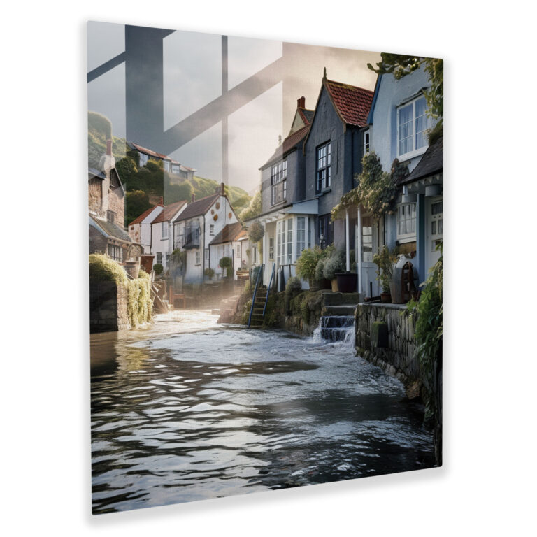 Coastal Village Glass Print - Village, Coastal Living, Glass Art, Modern Art