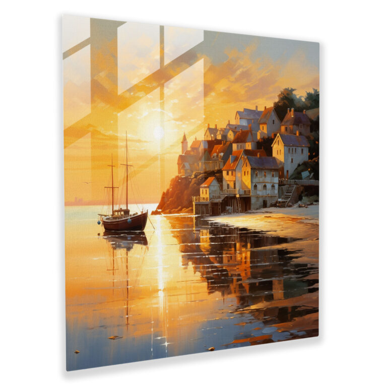 Seaside Village Glass Print - Village, Glass Art, Home Decoration, Village