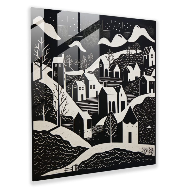 Silhouette Village - Glass Print - Village, Village, Wall Decoration, Clean Lines