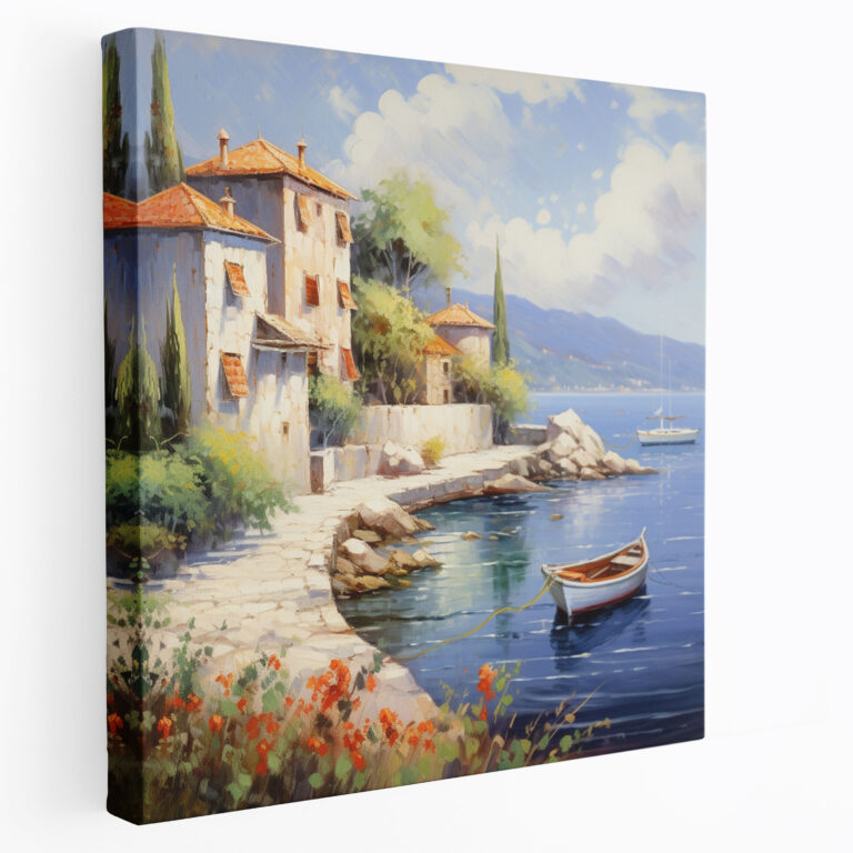 Seaside Village Oil Painting Canvas Print - Village, Wall Decoration, Canvas Print, Wall Art