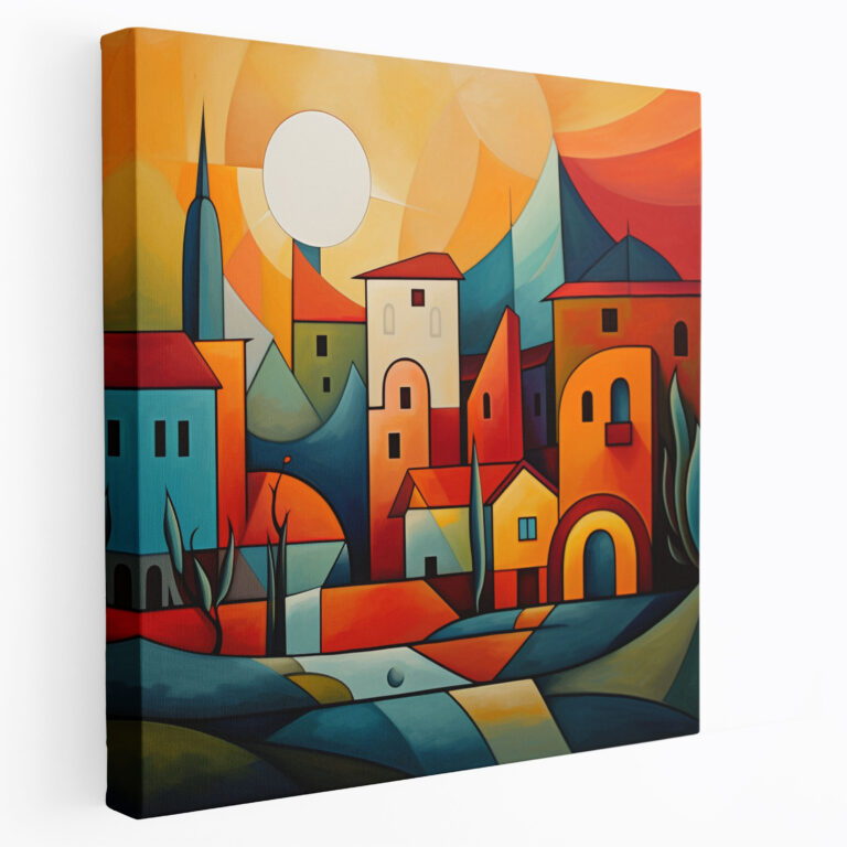 Vibrant Village Canvas Print - Modern Abstract Wall Art - Village, Vibrant Colors, Wall Decoration, Wall Art