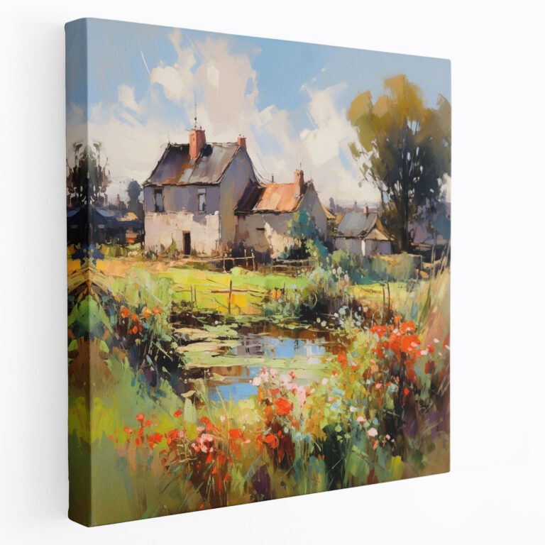 Countryside Village Canvas Print - Impressionist Landscape Wall Art - Village, Wall Decoration, Impressionist Landscape, Canvas Print