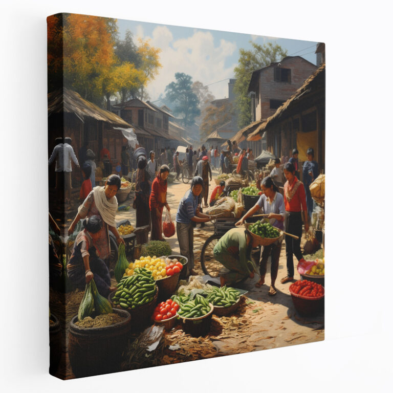 Vibrant Village Canvas Print - Village, Wall Art, Canvas Print, Home Decoration