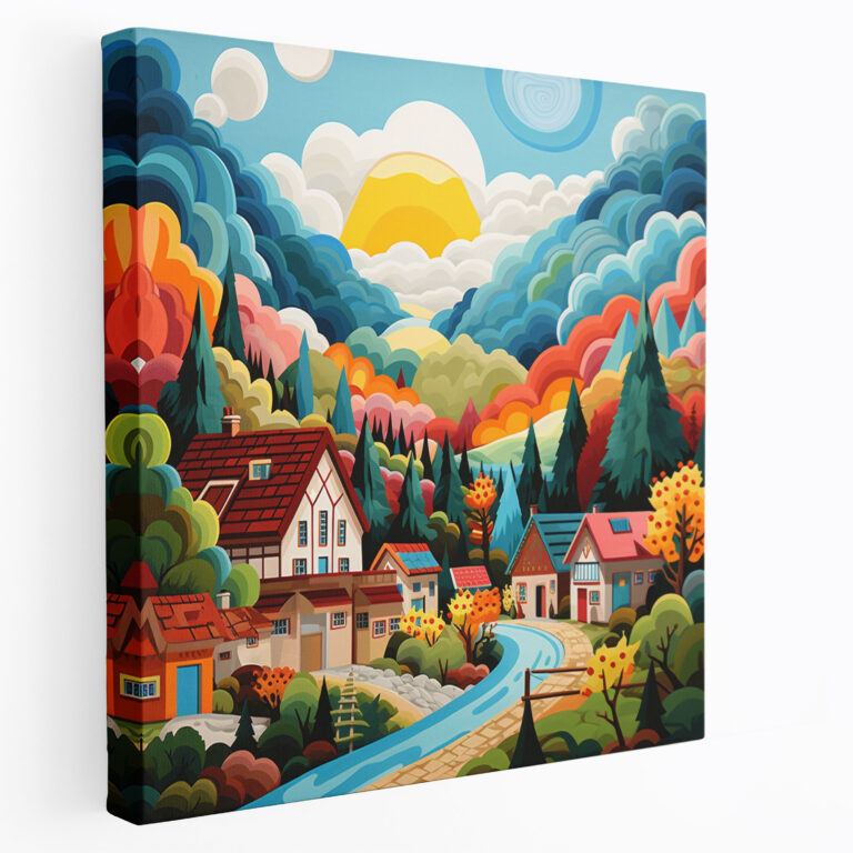 Playful Village Canvas Print - Village, Wall Art, Canvas Print, Village
