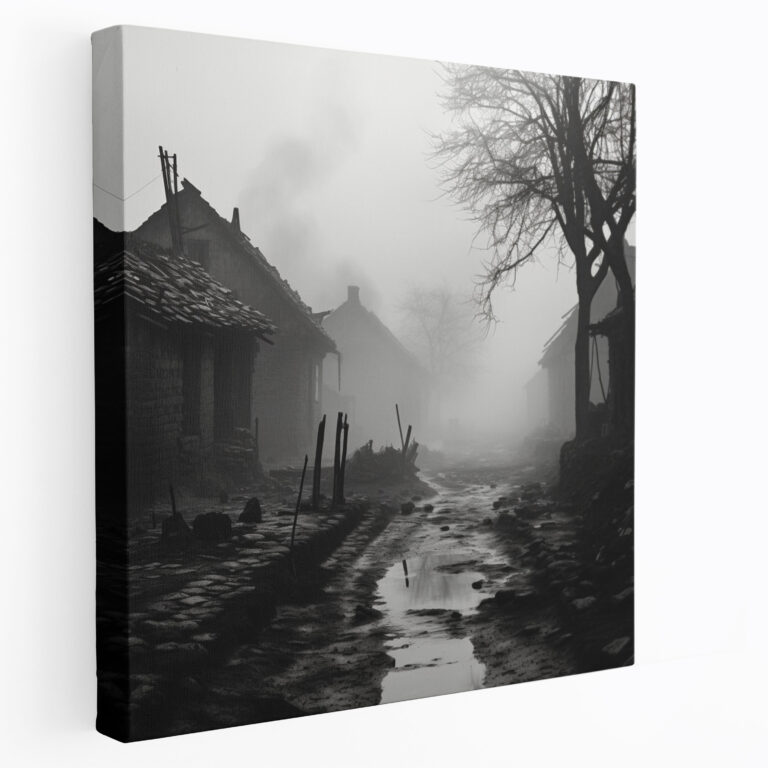 Mystical Dawn Village Canvas Print - Village, Village At Dawn, Nostalgia, Canvas Print