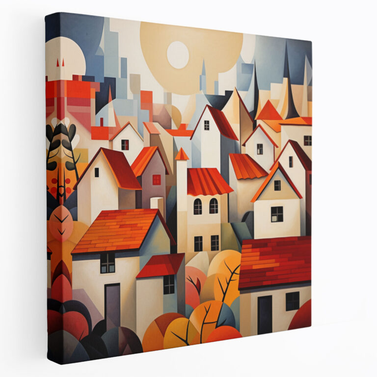 Contemporary Village Canvas Print - Village, Canvas Wall Art, Canvas Print, Modern Geometric Print