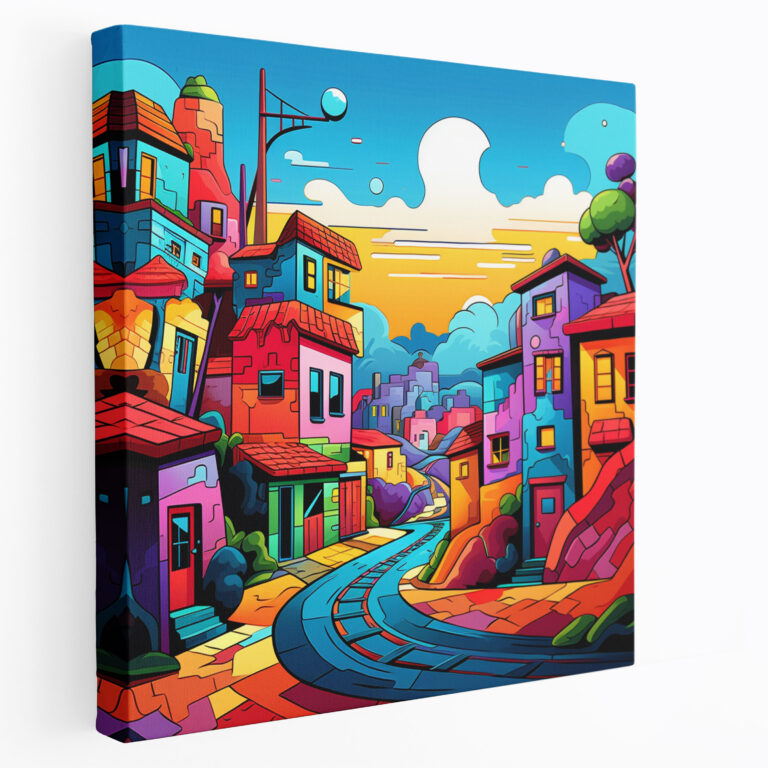 Colorful Village Canvas Print - Village, Wall Decoration, Home Decoration, Canvas Print