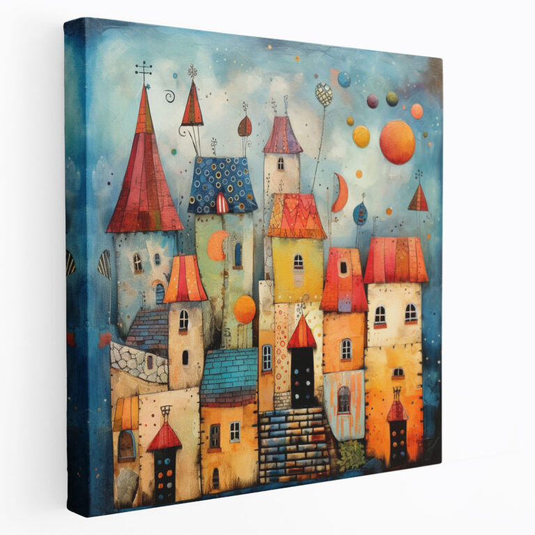 Whimsy Village Canvas Print - Village, Home Decoration, Wall Art, Canvas